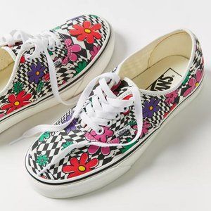 NEW Vans Authentic Checkerboard Flower Floral Printed Marshmallow Sneakers 6.5